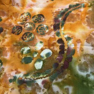 Vibrant Orange and Green Patterned Batik Fabric